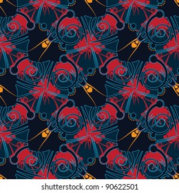 Abstract insects and microbe environment. Seamless pattern. Vector.