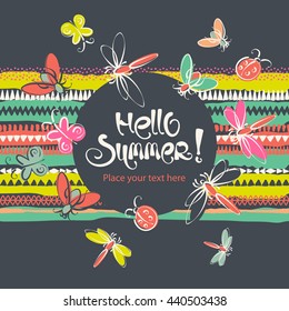 Abstract insects summer folk vector background
