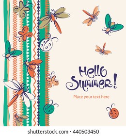 Abstract insects summer folk vector background