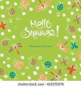 Abstract insects vector summer green frame