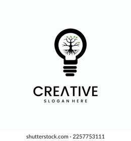 abstract inspiration logo concept with light bulb eco-friendly home logo vector concept design