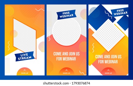 Abstract Instagram Stories Template or Flyer Layout with Space For Text or Image in Three Options.