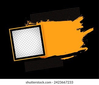 abstract instant photograph frame template with brush stroke effect vector