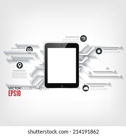 Abstract integrated circuit. Business background.Realistic detalized flat tablet.