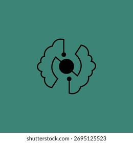 Abstract Interconnected Brain Symbol on Teal Background