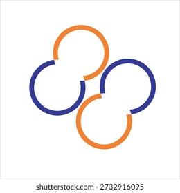 Abstract Interconnected Circles Logo in Blue and Orange on White Background