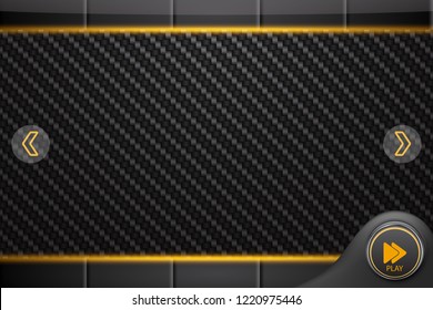 Abstract interface for media player or game, carbon background, vector illustration