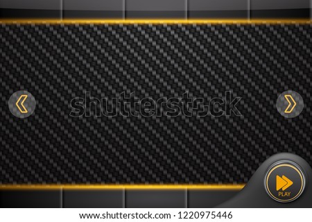 Abstract interface for media player or game, carbon background, vector illustration
