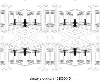 Abstract Interior With Antique Columns Vector 03