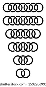 Abstract interlace, interweave geometric circle element. Intersecting, overlapping rings. Symbol for connection, link, joint concepts