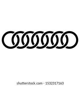 Abstract interlace, interweave geometric circle element. Intersecting, overlapping rings. Symbol for connection, link, joint concepts