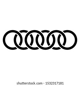 Abstract interlace, interweave geometric circle element. Intersecting, overlapping rings. Symbol for connection, link, joint concepts