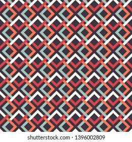 Abstract interlace vintage retro geometric isometric seamless pattern background. Graphic design element can be used for backdrop, wallpaper, vector illustration