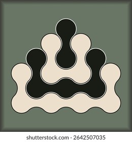 Abstract Interlocking Black and Beige Circles with Outlines