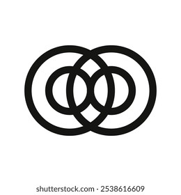 Abstrato entrelaçamento de olhos símbolo design em preto e branco clássico.