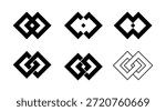 Abstract Interlocking Geometric Square Logos Vector Collection.