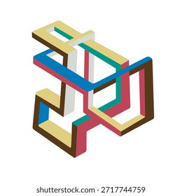 Abstrato entrelaçando formas com linhas vibrantes. Estrutura geométrica 3D complexa ideal para projetos de arte e design modernos, proporcionando um visual único.