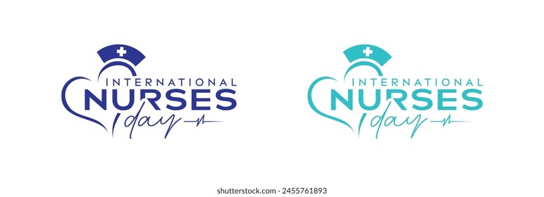 Abstract International Nurse Day Logo Design, 12th May International Nurses or Nurse Day, love heart with nurses vector modern logo design template