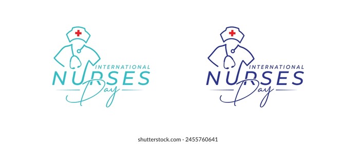 Abstraktes Logo-Design des Internationalen Schwesterntags, 12. Mai Internationaler Schwestern- oder Schwesterntag, Schwestern- und Krankenschwester mit Schwesternpeeling-Vektorgrafik-Logo-Design