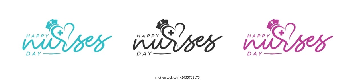 Abstract International Nurses Day Logo Design, 12th May International Nurses or Nurse Day, Nurse with a love vector logo design template