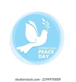 abstract international peace day poster with pigeon and olive branch design 