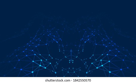 Abstract internet connection plexus background. Blue lines and dots. Technology concept background. 3D Vector illustration.