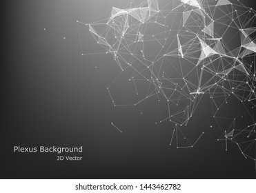Abstract Internet connection and technology graphic design. computer geometric digital connection structure. Futuristic black abstract grid. Plexus with particles.