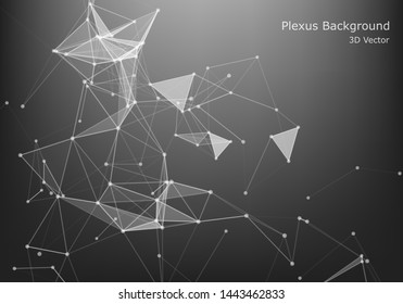 Abstract Internet connection and technology graphic design.  computer geometric digital connection structure. Futuristic black abstract grid. Plexus with particles.