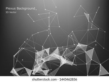 Abstract Internet connection and technology graphic design.  computer geometric digital connection structure. Futuristic black abstract grid. Plexus with particles.