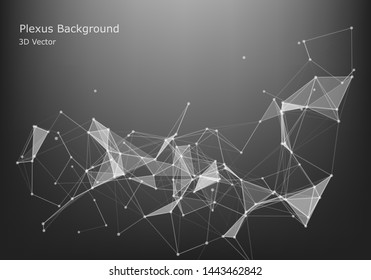 Abstract Internet connection and technology graphic design.  computer geometric digital connection structure. Futuristic black abstract grid. Plexus with particles.