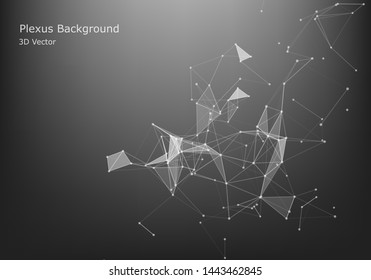 Abstract Internet connection and technology graphic design.  computer geometric digital connection structure. Futuristic black abstract grid. Plexus with particles.