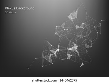 Abstract Internet connection and technology graphic design. Data futuristic. Low poly shape with connecting dots and lines on dark background.