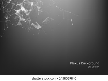 Abstract Internet connection and technology graphic design.  computer geometric digital connection structure. Futuristic black abstract grid. Plexus with particles.