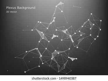 Abstract Internet connection and technology graphic design. computer geometric digital connection structure. Futuristic black abstract grid. Plexus with particles.