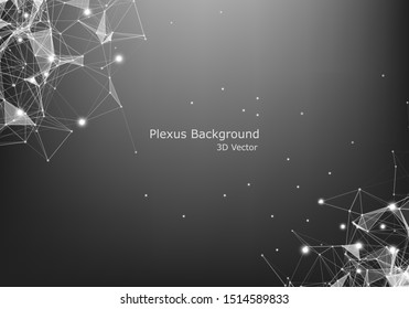 Abstract Internet connection and technology graphic design. polygonal background, geometrical backdrop with dots, lines, triangles for global web, connection, science, futuristic concept.