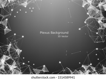 Abstract Internet connection and technology graphic design. Data futuristic. Low poly shape with connecting dots and lines on dark background.