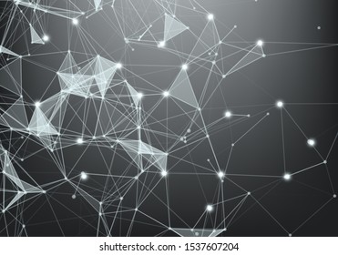 Abstract Internet connection and technology graphic design. polygonal background, geometrical backdrop with dots, lines, triangles for global web, connection, science, futuristic concept.