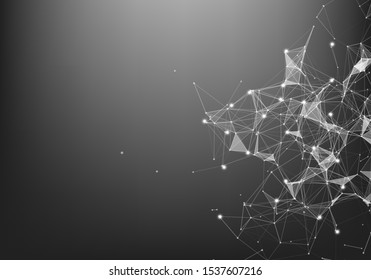 Abstract Internet connection and technology graphic design. polygonal background, geometrical backdrop with dots, lines, triangles for global web, connection, science, futuristic concept.