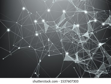 Abstract Internet connection and technology graphic design. polygonal background, geometrical backdrop with dots, lines, triangles for global web, connection, science, futuristic concept.