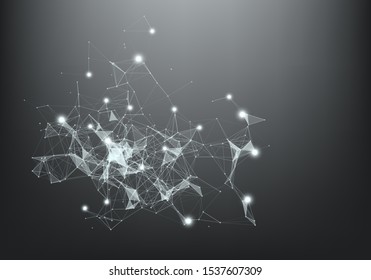 Abstract Internet connection and technology graphic design. Abstract polygonal space low poly dark background with connecting dots and lines.