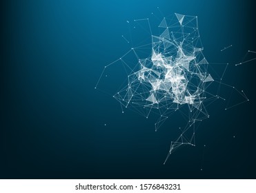 Abstract Internet connection and technology graphic design. Abstract polygonal space low poly dark background with connecting dots and lines.