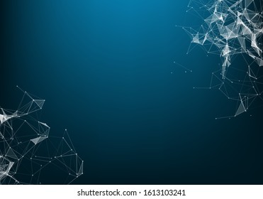 Abstract Internet connection and technology graphic design. Data futuristic. Low poly shape with connecting dots and lines on dark background.