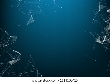 Abstract Internet connection and technology graphic design. Data futuristic. Low poly shape with connecting dots and lines on dark background.