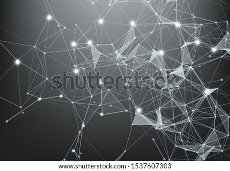 Abstract Internet connection and technology graphic design. polygonal background, geometrical backdrop with dots, lines, triangles for global web, connection, science, futuristic concept.