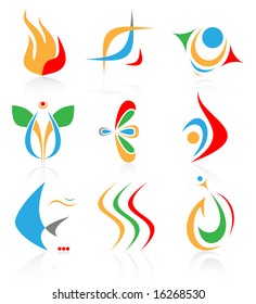 Abstract internet icons. Color set. Simply change.  Vector illustration.