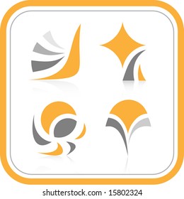 Abstract internet icons. Orange set. Simply change.  Vector illustration.