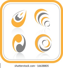 Abstract internet icons. Orange set. Simply change. Vector illustration.