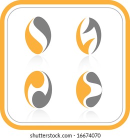 Abstract internet icons. Orange set. Simply change. Vector illustration.