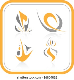 Abstract internet icons. Orange set. Simply change. Vector illustration.