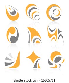 Abstract internet icons. Orange set. Simply change.  Vector illustration.